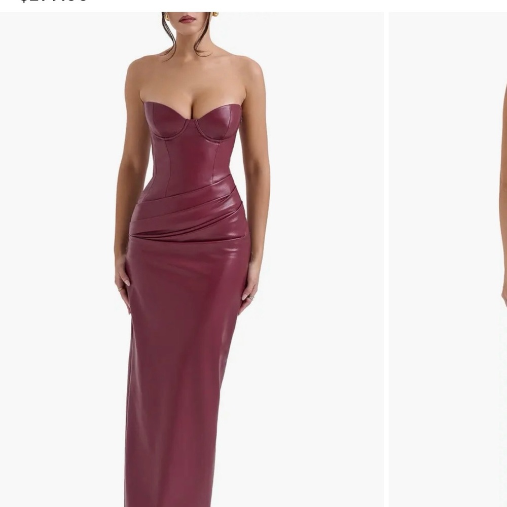 House of CB Juliana Corset Strapless Burgundy Dress